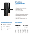 WASAI WS-LS008 Smart Door Lock - Front and Back View, Black Stainless Steel